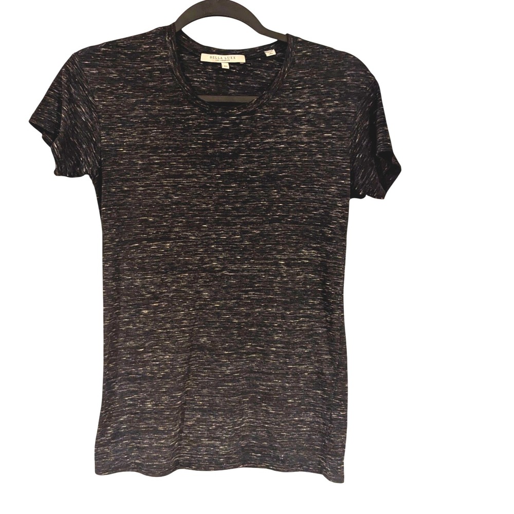 Bella Luxx Los Angeles Charcoal Heather Marble Knit T Shirt Top Size XS